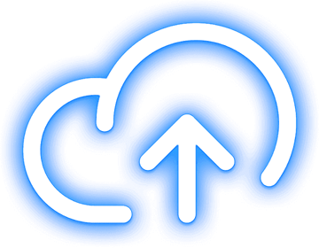 everything tech blue neon cloud transformation icon