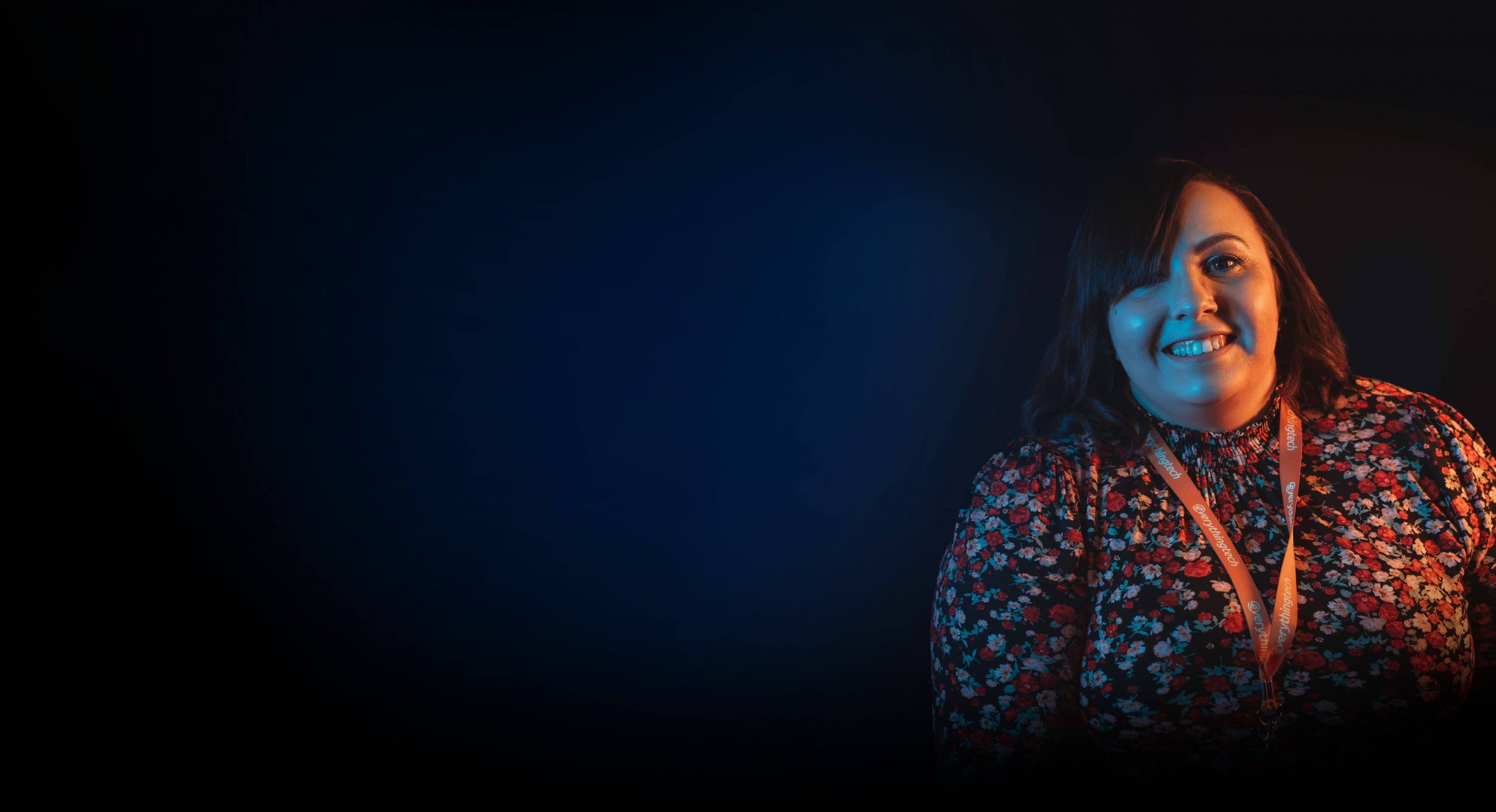 everything tech header banner with blue gradient background - our story