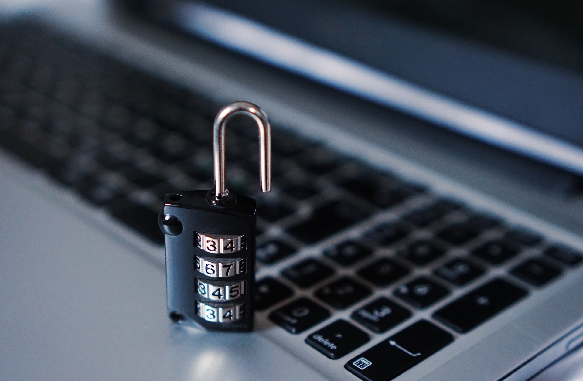 padlock on laptop