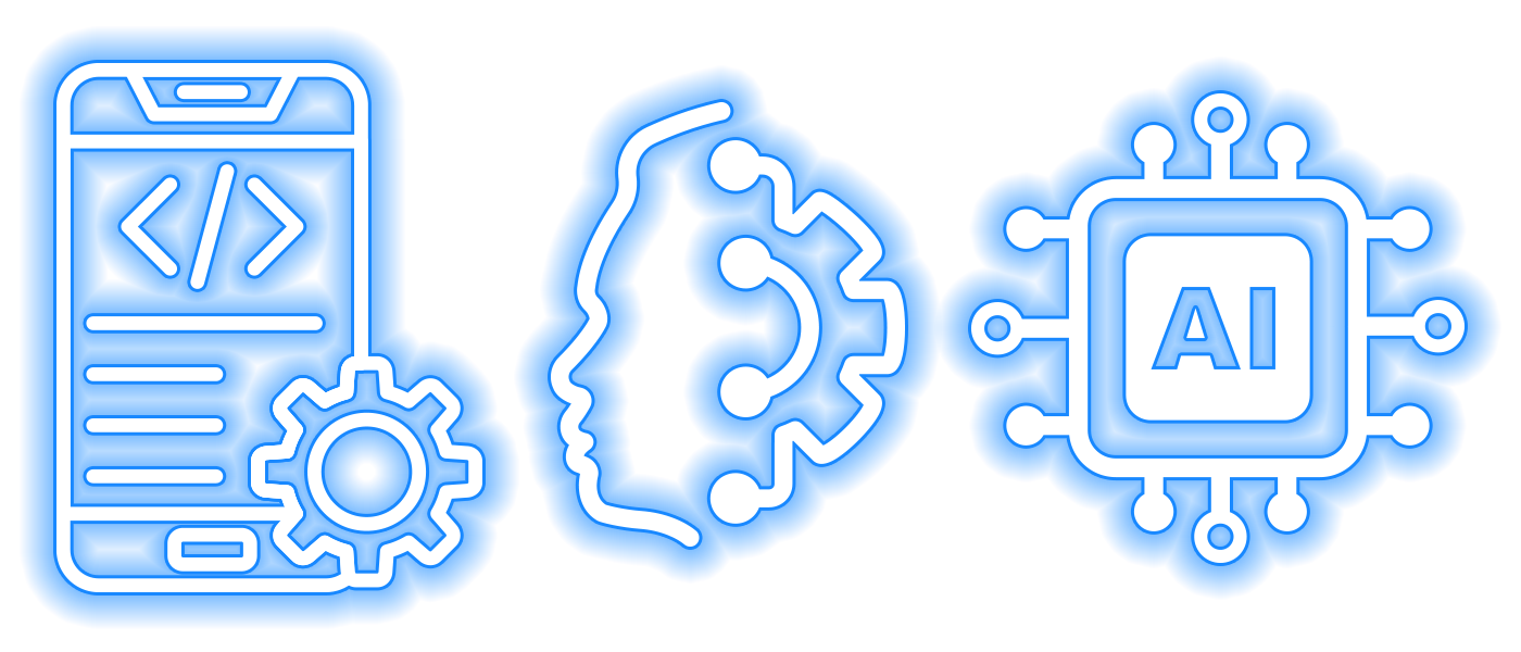 neon lights ai, robot and app
